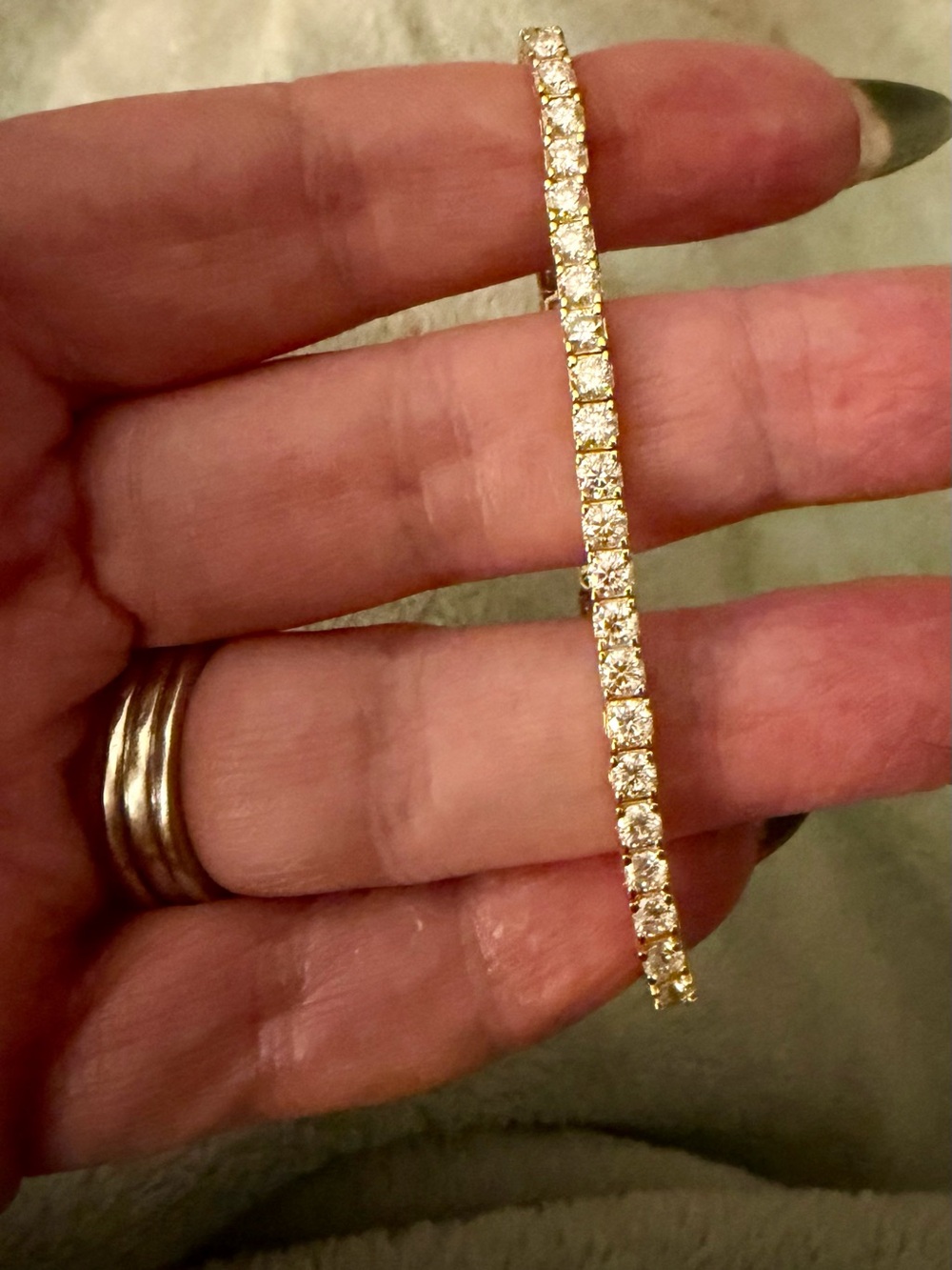 NWOT Moissanite Tennis Bracelet Gold Over 925 Sterling Silver 7" Sparkling